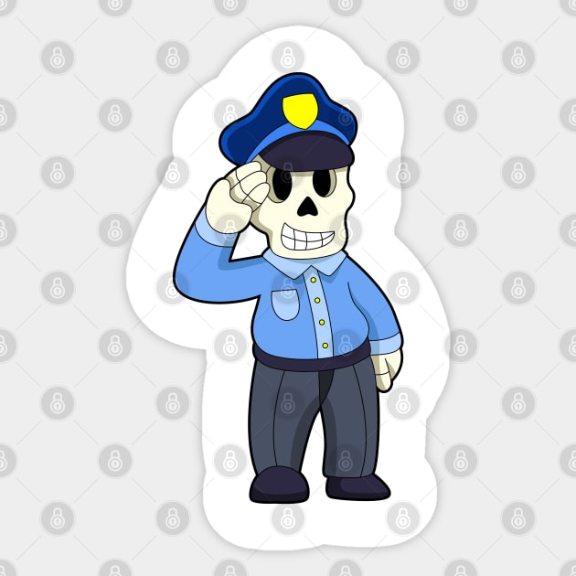 Skeleton as Police officer with Police hat Sticker by Markus Schnabel